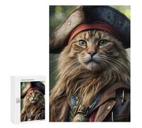 Puzzle Per Adolescenti 300 PCS Captain Pirate Cat Puzzle Per Adulti Gioco Rompicapo Assemblaggio Di Modelli Interazione Genitore-figlio 300 PCS