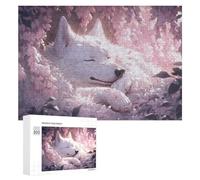Puzzle Per Adolescenti 300 PCS Cherry Blossom Dreams Serene Wolf Illustration Puzzle, Gioco Rompicapo, Regalo Di Compleanno, Attività Divertenti Da Fare A Casa, 300 PCS