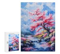 Puzzle Per Adolescenti 300 PCS Cherry Blossom Mountain Stream Puzzle, Gioco Rompicapo, Regalo Di Compleanno, Attività Divertenti Da Fare A Casa, 300 PCS