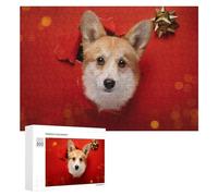 Puzzle Per Adolescenti 300 PCS Christmas Corgi Peeking Through Red Paper Puzzle Per Adolescenti Giocattoli Antistress Assemblaggio Di Modelli Regali Unici Per Compleanno E Natale 300 PCS