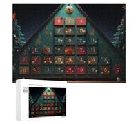 Puzzle Per Adolescenti 300 PCS Christmas Countdown Calendar with Decorative Trees Puzzle Divertenti Da Assemblare, Modelli, Regali Unici Per Compleanno E Natale 300 PCS