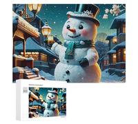 Puzzle Per Adolescenti 300 PCS Christmas Snowman with Lantern Puzzle Divertenti Da Assemblare, Modelli, Regali Unici Per Compleanno E Natale 300 PCS