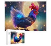 Puzzle Per Adolescenti 300 PCS Colorful Rooster Moon Night Puzzle Divertenti Da Assemblare, Modelli, Regali Unici Per Compleanno E Natale 300 PCS
