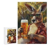 Puzzle Per Adolescenti 300 PCS Cool Kangaroo with Beer Puzzle Per Adulti Giochi Rilassanti Assemblaggio Di Modelli Interazione Genitore-figlio 300 PCS
