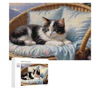 Puzzle Per Adolescenti 300 PCS Cozy Cat Basket Scene Puzzle Per Adulti Giochi Rilassanti Decorazione Da Parete Ottimo Regalo Per I Giocatori 300 PCS