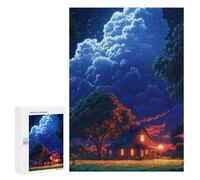 Puzzle Per Adolescenti 300 PCS Cozy Cottage Under Starry Sky Puzzle Per Adolescenti Migliora La Memoria Difficile Da Completare Gioco Impegnativo Giocattoli 300 PCS