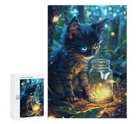 Puzzle Per Adolescenti 300 PCS Cute Cat With Butterfly Puzzle Per Adulti Gioco Rompicapo Assemblaggio Di Modelli Interazione Genitore-figlio 300 PCS
