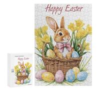 Puzzle Per Adolescenti 300 PCS Cute Easter Bunny Basket Puzzle Per Adolescenti Giocattolo Decorazione Da Parete Ma Divertente E Umoristico Unico Compleanno E Regali 300 PCS