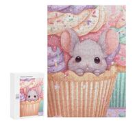 Puzzle Per Adolescenti 300 PCS Cute Mouse in Cupcake Pastel Colors Puzzle Per Adulti Giochi Rilassanti Per Divertimento in Famiglia Regali Di Natale E Compleanno 300 PCS