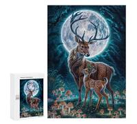 Puzzle Per Adolescenti 300 PCS Deer Fawn Moonlit Forest Puzzle Per Adulti Giochi Rilassanti Per Divertimento in Famiglia Regali Di Natale E Compleanno 300 PCS