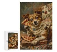 Puzzle Per Adolescenti 300 PCS Dog Eating Pizza on Couch Puzzle Per Adolescenti Sfida Difficile Allena La Tua Mente E Le Tue Mani Rompicapo Giochi Per Famiglie 300 PCS