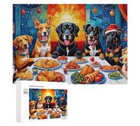 Puzzle Per Adolescenti 300 PCS Dogs Enjoying Festive Meal Puzzle Divertenti Da Assemblare, Modelli, Regali Unici Per Compleanno E Natale 300 PCS