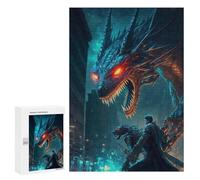 Puzzle Per Adolescenti 300 PCS Dragon Confrontation in Cityscape Puzzle Divertenti Da Assemblare, Modelli, Regali Unici Per Compleanno E Natale 300 PCS
