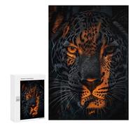 Puzzle Per Adolescenti 300 PCS Dramatic Leopard Portrait with Orange Highlights Puzzle Per Adolescenti Migliora La Memoria Per Compleanno, Natale Bellissimo Gioco Dal Design 300 PCS