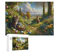 Puzzle Per Adolescenti 300 PCS Easter Egg Hunt in Spring Garden Puzzle Per Adulti Gioco Rompicapo Difficile Difficile Unico Compleanno E Regali 300 PCS