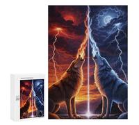 Puzzle Per Adolescenti 300 PCS Elemental Wolves Howling at The Sky Puzzle Per Adolescenti Giocattoli Antistress Assemblaggio Di Modelli Regali Unici Per Compleanno E Natale 300 PCS