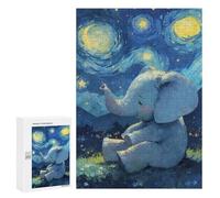 Puzzle Per Adolescenti 300 PCS Elephant Under Starry Night Sky Puzzle Per Adolescenti Giocattolo Decorazione Da Parete Ma Divertente E Umoristico Unico Compleanno E Regali 300 PCS