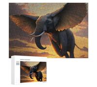 Puzzle Per Adolescenti 300 PCS Elephant with Wings Soaring at Sunset Puzzle Per Adulti Giochi Rilassanti Decorazione Da Parete Ottimo Regalo Per I Giocatori 300 PCS