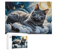 Puzzle Per Adolescenti 300 PCS Enchanted Celestial Cat Dreamscape Puzzle Per Adulti Giocattolo Decorazione Da Parete Taglio Di Precisione Gioco Stimolante Regali 300 PCS