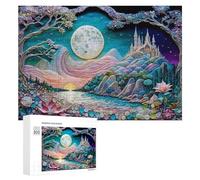 Puzzle Per Adolescenti 300 PCS Enchanted Fantasy Landscape with Castle Puzzle, Gioco Rompicapo, Regalo Di Compleanno, Attività Divertenti Da Fare A Casa, 300 PCS