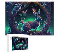 Puzzle Per Adolescenti 300 PCS Enchanted Forest Rabbit Gathering Puzzle Per Adulti Giocattolo Decorazione Da Parete Vacanza A Casa Passatempo Per Compleanno, Natale 300 PCS