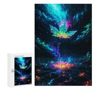 Puzzle Per Adolescenti 300 PCS Ethereal Leaf on A Cosmic Puzzle Per Adulti Giochi Rilassanti Assemblaggio Di Modelli Interazione Genitore-figlio 300 PCS