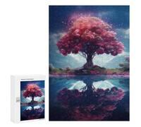 Puzzle Per Adolescenti 300 PCS Fantasy Pink Tree Reflection Puzzle Per Adolescenti Analisi E Logica Difficile E Stimolante Ottimo Regalo Per I Giocatori 300 PCS