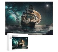 Puzzle Per Adolescenti 300 PCS Fantasy Ship Under Celestial Moonlight Puzzle Per Adulti Giochi Rilassanti Ma Divertenti E Umoristici Sfida Da Completare 300 PCS