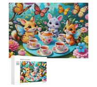 Puzzle Per Adolescenti 300 PCS Fantasy Tea Party with Cute Animals Puzzle Divertenti Da Assemblare, Modelli, Regali Unici Per Compleanno E Natale 300 PCS