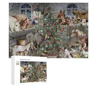 Puzzle Per Adolescenti 300 PCS Farm Animals Christmas Tree Scene Puzzle Divertenti Da Assemblare, Modelli, Regali Unici Per Compleanno E Natale 300 PCS