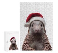 Puzzle Per Adolescenti 300 PCS Festive Pangolin with Santa Hat Puzzle Giochi Rilassanti Decorazione Per La Casa Regali Unici Per Compleanno 300 PCS