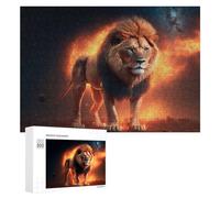 Puzzle Per Adolescenti 300 PCS Flaming Lion Majesty Puzzle Per Adulti Gioco Rompicapo Difficile Difficile Unico Compleanno E Regali 300 PCS