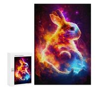 Puzzle Per Adolescenti 300 PCS Flaming Rabbit in Space Puzzle Per Adulti Giochi Rilassanti Assemblaggio Di Modelli Interazione Genitore-figlio 300 PCS