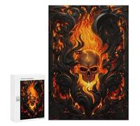 Puzzle Per Adolescenti 300 PCS Flaming Skull Artwork -1 Puzzle Per Adolescenti Analisi E Logica Difficile E Stimolante Ottimo Regalo Per I Giocatori 300 PCS