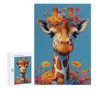 Puzzle Per Adolescenti 300 PCS Floral Crown Giraffe Art Print Puzzle Per Adolescenti Sfida Difficile Allena La Tua Mente E Le Tue Mani Rompicapo Giochi Per Famiglie 300 PCS