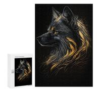 Puzzle Per Adolescenti 300 PCS Fox Black Gold Dark BG Puzzle Per Adulti Giochi Rilassanti Sfida Difficile Attività Divertenti A Casa 300 PCS