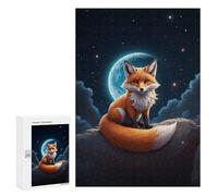 Puzzle Per Adolescenti 300 PCS Fox Under The Moonlight Puzzle Per Adulti Giochi Rilassanti Analisi E Logica Divertimento Attività A Casa, 300 PCS