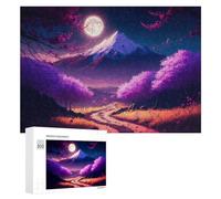Puzzle Per Adolescenti 300 PCS Full Moon Over Cherry Blossom Mountains Puzzle Per Adolescenti Giocattoli Antistress Assemblaggio Di Modelli Regali Unici Per Compleanno E Natale 300 PCS