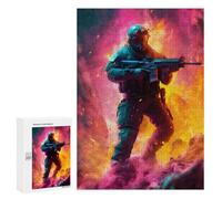 Puzzle Per Adolescenti 300 PCS Future Soldier in Action Puzzle Per Adulti, Gioco Rompicapo, Decorazione Perfetta, Divertimento A Casa, Attività, 300 PCS