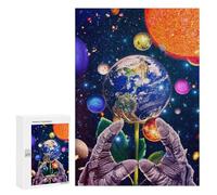 Puzzle Per Adolescenti 300 PCS Galactic Garden Earth As Flower Puzzles Per Adulti Pratico Gioco Per Migliorare la Memoria Divertenti Attività Per La Casa 300 PCS