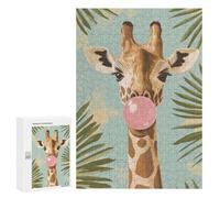 Puzzle Per Adolescenti 300 PCS Giraffe Blowing Bubble Gum Puzzle Per Adulti Giocattolo Decorazione Da Parete Taglio Di Precisione Gioco Stimolante Regali 300 PCS