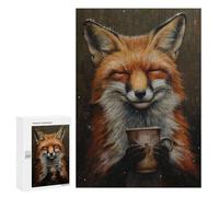 Puzzle Per Adolescenti 300 PCS Happy Fox Drinking Tea Puzzle Divertenti Da Assemblare, Modelli, Regali Unici Per Compleanno E Natale 300 PCS