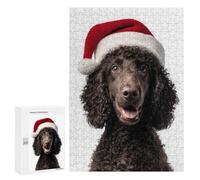 Puzzle Per Adolescenti 300 PCS Irish Water Spaniel with Santa Hat Puzzle Giocattolo Decorazione Da Parete Decorazione Per La Casa Regali Unici Di Compleanno E Natale 300 PCS