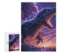 Puzzle Per Adolescenti 300 PCS Jurassic Thunder T-Rex Vs. Lightning Storm Puzzle, Gioco Rompicapo, Regalo Di Compleanno, Attività Divertenti Da Fare A Casa, 300 PCS
