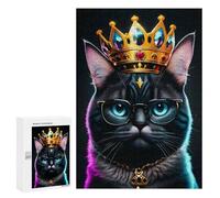 Puzzle Per Adolescenti 300 PCS King Black Cat Neon Puzzle Per Adulti Giochi Rilassanti Decorazione Da Parete Ottimo Regalo Per I Giocatori 300 PCS