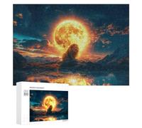 Puzzle Per Adolescenti 300 PCS Lion Moon Reflection Landscape Puzzle Per Adulti Giocattolo Decorazione Da Parete Vacanza A Casa Passatempo Per Compleanno, Natale 300 PCS