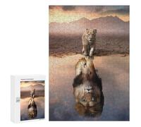 Puzzle Per Adolescenti 300 PCS Lion Reflection Puzzle Per Adulti Giochi Rilassanti Assemblaggio Di Modelli Interazione Genitore-figlio 300 PCS