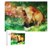 Puzzle Per Adolescenti 300 PCS Lion Roaring in Fantasy Forest Puzzle Divertenti Da Assemblare, Modelli, Regali Unici Per Compleanno E Natale 300 PCS