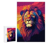Puzzle Per Adolescenti 300 PCS Lion Sunset Pixel Art Puzzle Per Adulti Giochi Rilassanti Sfida Difficile Attività Divertenti A Casa 300 PCS