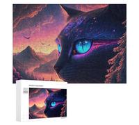 Puzzle Per Adolescenti 300 PCS Magical Cat in A Fantasy Landscape Puzzle Per Adulti Gioco Rompicapo Difficile Difficile Unico Compleanno E Regali 300 PCS